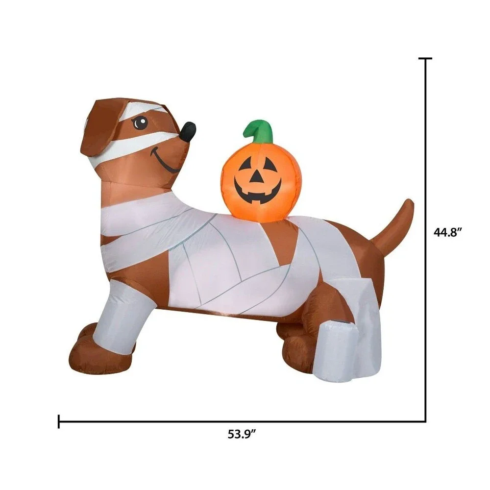 4.5ft Mummy Dachshund Dog with Pumpkin Halloween Inflatable